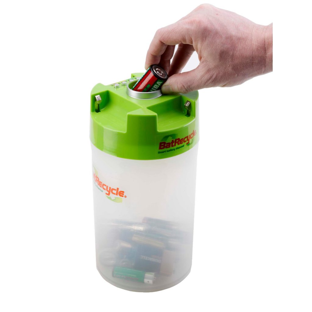 BatRecycle Battery Recycling Container w. Battery Tester Bin Doctor