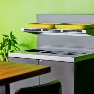 Upgrade your recycling & waste program with this product! The Sessanta Series Foodservice waste & recycling bin offers a sleek design within budget.